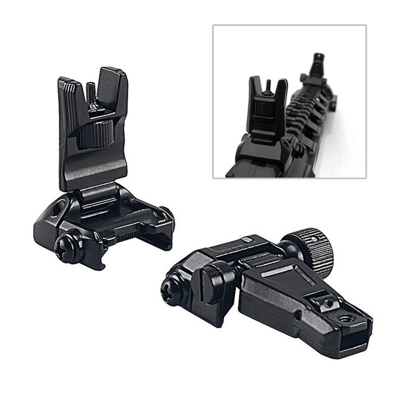 โลหะ Low Profile Offset Flip-up Rapid Transition Back Up ด้านหน้าด้านหลังชุดเหล็กยุทธวิธี Ar15 ปืนไรเฟิลสีดำ