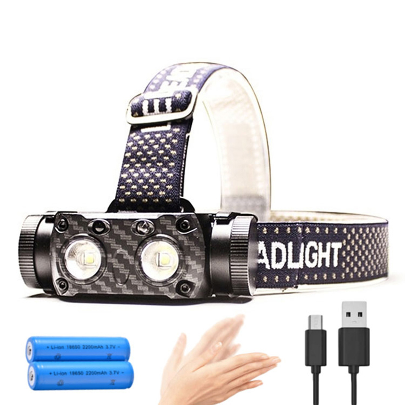 มัลติฟังก์ชั่น Sensor Motion Dual LED ไฟหน้าแบบชาร์จไฟ