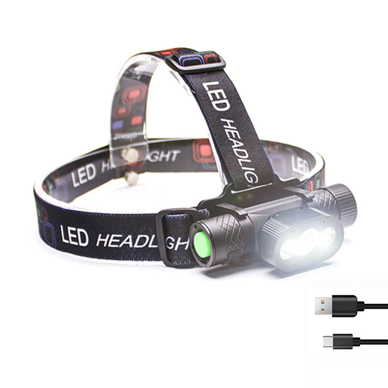 แคมป์ปิ้ง แบบพกพาแบบชาร์จไฟกลางคืนกีฬา LED ไฟหน้า
