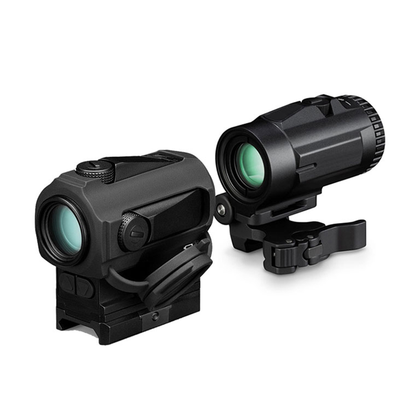 ยุทธวิธี 3X แว่นขยายขอบเขต Optics การล่าสัตว์ Riflescope สถานที่ท่องเที่ยว Red Dot Sight พร้อม QD Mount สำหรับ 20 มม.ปืนไรเฟิลปืน