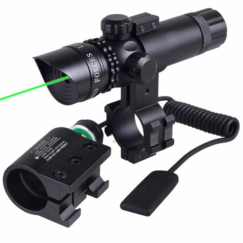 ยุทธวิธีปรับสวิทช์ Laser Sight ปืนไรเฟิลขนาดกะทัดรัดปืนเลเซอร์สีเขียว 2 Mounts Rail สำหรับปืน Laser Sight