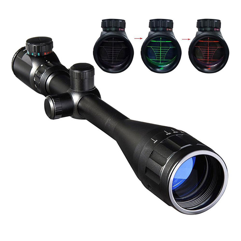 ยุทธวิธีการล่าสัตว์ขอบเขตสีแดงสีเขียว Dot Illuminated Reticle 6-24x50 กล้องโทรทรรศน์ Riflescope Air ปืนปืนไรเฟิลขอบเขตขอบเขตการล่าสัตว์