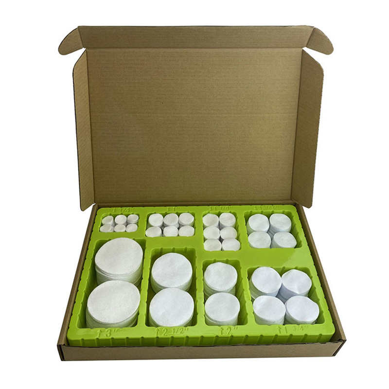 ยูนิเวอร์แซลผ้าฝ้ายสีขาวผ้าสี่เหลี่ยมปืนทำความสะอาดแพทช์กล่องตุ่ม